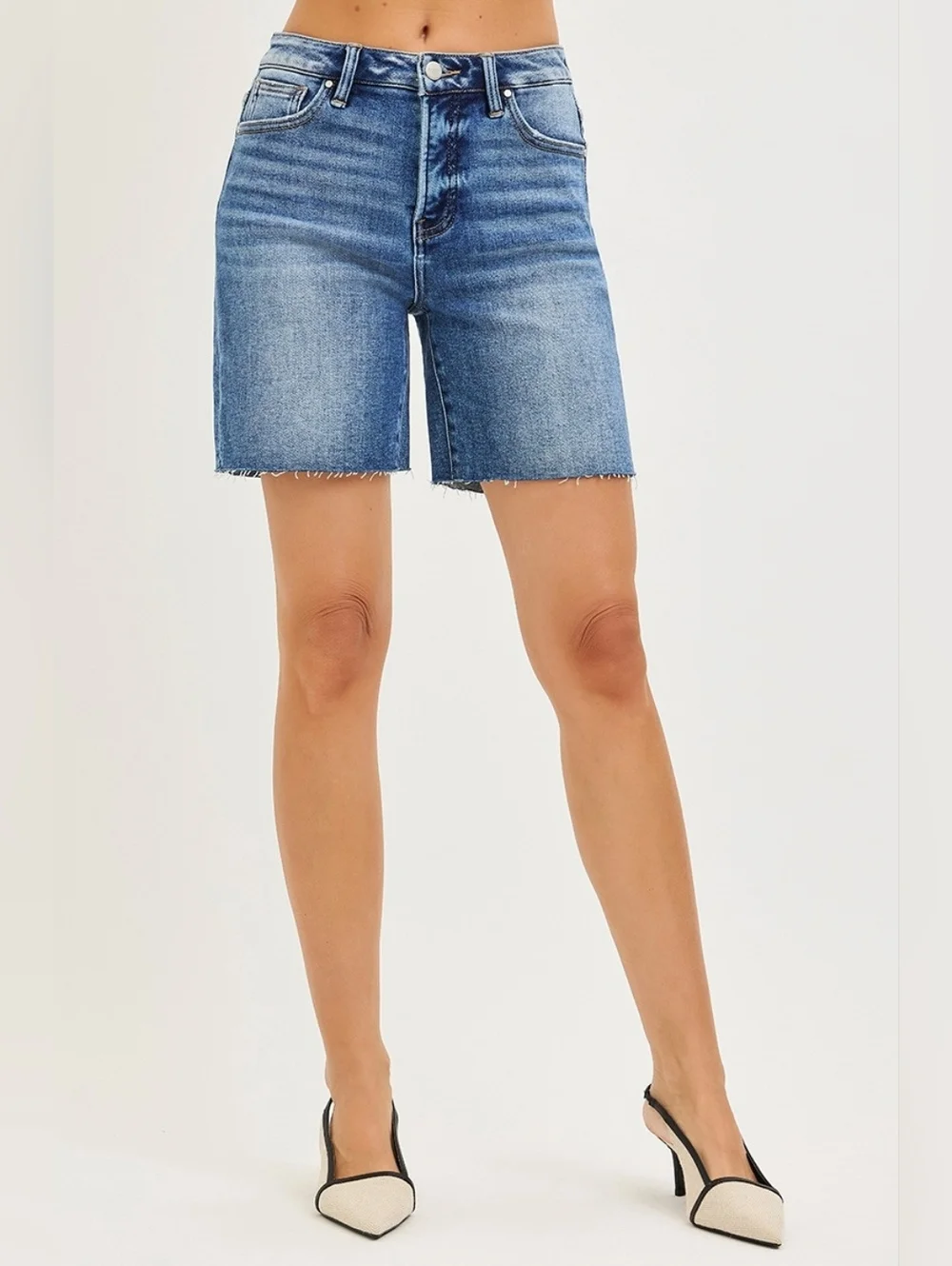 RISEN HR Tummy Control Medium Wash Classic Denim Jorts Jean Shorts Various NEW